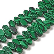 Synthetic Malachite Beads Strands, Teardrop, Top Drilled, 9~10x5~5.5x3.5~4mm, Hole: 0.7mm, about 40~48pcs/strand, 7.09~7.28''(18~18.5cm).(G-B064-B07)