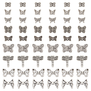 200Pcs 10 Style Zinc Alloy Spacer Beads, Butterfly, Antique Silver, 5.5~15.5x7~15x2.5~4mm, Hole: 1.2~1.6mm, 20pcs/style(TIBEB-NB0001-26)