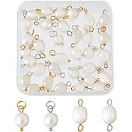 40Pcs 4 Styles Natural Cultured Freshwater Pearl Pendants, with 304 Stainless Steel Jump Rings, Polished Rice & Oval Charm, Mixed Color, 13.5~18.5x7~9x5~9mm, Hole: 2~3.6mm, 10pcs/style(FIND-FH0005-52)