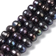 Natural Pearl Dyed Beads Strands, Round, Black, 8.5~9.5mm, Hole: 0.5mm, about 50pcs/strand, 15.75''(40cm)(PEAR-P005-03A-02)