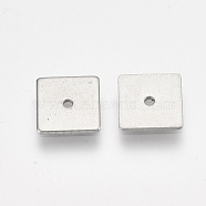 304 Stainless Steel Bead Spacrs, Square, Stainless Steel Color, 8x8x0.7mm, Hole: 1mm(X-STAS-S079-85)