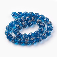 Handmade Gold Sand Lampwork Beads Strands, Luminous, Round, Royal Blue, 10mm, Hole: 1.2mm, about 40pcs/strand, 14.3 inch(38cm)(LAMP-P051-L07-10mm)