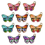 10Pcs 5 Colors Printed Alloy Pendants, Light Gold, Butterfly, Mixed Color, 15x20x1.5mm, Hole: 1.8mm, 2pcs/color(FIND-YW0001-94)