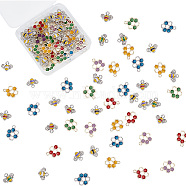 Nbeads 100Pcs 10 Style Alloy Enamel Charms, with Rhinestone, Bee/Honeycomb, Mixed Color, 12.5~19x14.5~15x1.5~2.5mm, Hole: 2mm, 10pcs/style(ENAM-NB0002-03)