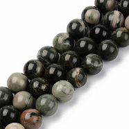 Natural Green Jasper Beads Strands, Round, 10mm, Hole: 1mm, about 37~38pcs/strand, 15.16 inch(38.5cm)(G-S369-008D-B)