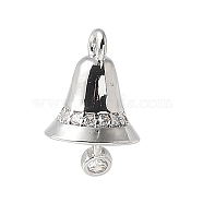 Brass Micro Pave Cubic Zirconia Pendants, Bell Charms, Rack Plating, Long-Lasting Plated, Platinum, 15x9mm, Hole: 1.6mm(KK-P290-27P)