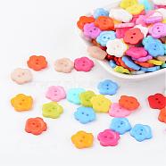 Beautiful Flower Buttons, Resin Button
, Mixed Color, about 14mm in diameter, hole: 1.5mm, about 400pcs/bag(FNA149T)