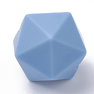Food Grade Eco-Friendly Silicone Beads, Chewing Beads For Teethers, DIY Nursing Necklaces Making, Icosahedron, Cornflower Blue, 16.5x16.5x16.5mm, Hole: 2mm(X-SIL-T048-14mm-52)