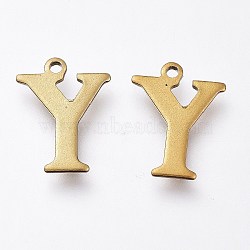 Vacuum Plating  304 Stainless Steel Charms, Laser Cut, Alphabet, Antique Bronze, Letter.Y, 12.5x9.5x0.8mm, Hole: 1mm(STAS-H112-Y-AB)