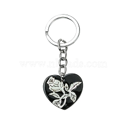 Acrylic & Shell Keychains, with Alloy Split Key Rings, Heart, 8.1cm, Pendant: 29mm(KEYC-YW00009-01)