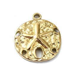 Ion Plating(IP) 304 Stainless Steel Pendants, Real 18K Gold Plated, Flat Round Charm, Starfish, 17x15x3mm, Hole: 1.4mm(STAS-B058-02G-06)