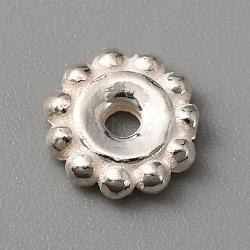 925 Sterling Silver Spacer Beads, Flower, Silver, 7.5x1.5mm, Hole: 1.6mm(STER-WH0013-05C-S)