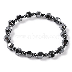 Round & Faceted Bicone Drum Synthetic Non-magnetic Hematite Beaded Stretch Bracelets for Women, Inner Diameter: 2-1/4 inch(5.7cm)(BJEW-Q345-02)