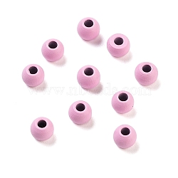 Spray Painted 202 Stainless Steel Beads, Round, Pearl Pink, 4x3mm, Hole: 1.5mm(STAS-G340-01B)