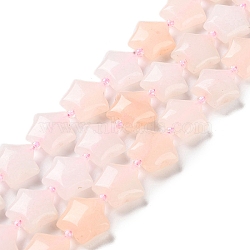 Natural Rose Quartz Beads Strands, with Seed Beads, Star, 14~15.5x15~16x6.5~7mm, Hole: 1mm, about 24~25pcs/strand, 15.55''~15.95''(39.5~40.5cm)(G-NH0005-026)
