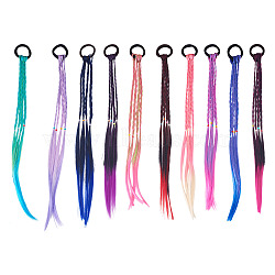 10Pcs 10 Colors High Temperature Silk Hair Wigs, Ponytail Holder for Women Girls, Mixed Color, 465mm, 1pc/color(PHAR-TA0001-12)