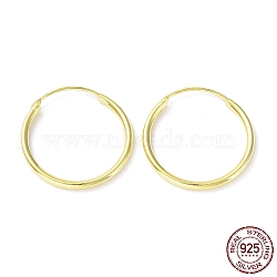 925 Sterling Silver Huggie Hoop Earrings, with S925 Stamp, Real 18K Gold Plated, 18x1.5x18.5mm(EJEW-K258-02C-G)