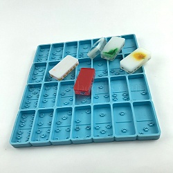 DIY Dominoes Silicone Molds, Resin Casting Molds, For UV Resin, Epoxy Resin Jewelry Making, Rectangle with Paw Print Pattern, Deep Sky Blue, 221x203x11mm, Inner Diameter: 52.5x26mm(DIY-D055-05)