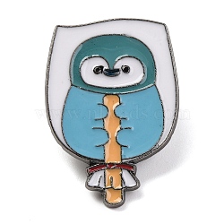 Animal Ice Cream Enamel Pins, Alloy Brooch for Backpack Clothes, Dark Turquoise, Penguin, 26x17.5x1mm(JEWB-P043-02A)