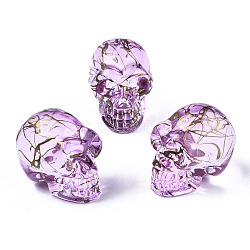 Electroplate K9 Glass Display Decorations, Drawbench, Skull, for Halloween, Orchid, 22x18x26mm(GLAA-R220-01-B01)