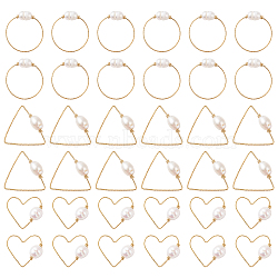 Nbeads 36Pcs 3 Style Copper Linking Rings, with Natural Cultured Freshwater Pearl, Triangle & Heart & Ring, Golden, 21~24.5x24~25x1mm, Inner Diameter: 19.5~23.5x21.5~23.5mm, 12pcs/style(FIND-NB0002-31)