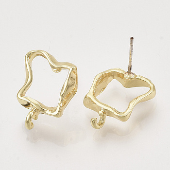 Alloy Stud Earring Findings, with Loop, Light Gold, 17x13mm, Hole: 1.6mm, Pin: 0.6mm