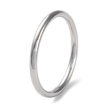 304 Stainless Steel Simple Plain Band Finger Ring for Women Men, Stainless Steel Color, 1.7mm, Inner Diameter: US Size 7 1/4(17.5mm)