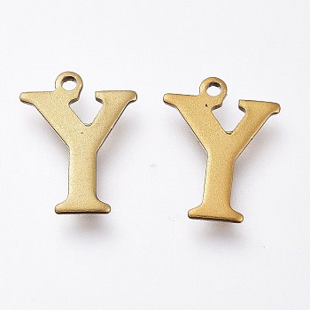 Vacuum Plating  304 Stainless Steel Charms, Laser Cut, Alphabet, Antique Bronze, Letter.Y, 12.5x9.5x0.8mm, Hole: 1mm