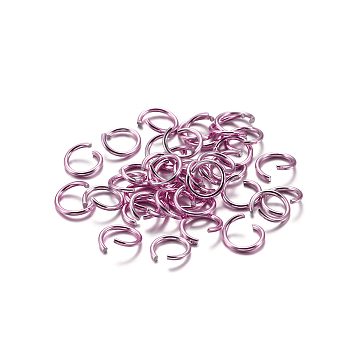 Aluminum Jump Rings, Open Jump Rings, Round Ring, Pearl Pink, 18 Gauge, 8x1mm, Inner Diameter: 6.5mm, about 300pcs/bag
