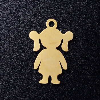 201 Stainless Steel Pendants, Blank Stamping Tag, Girl, Golden, 16.5x11x1mm, Hole: 1.5mm
