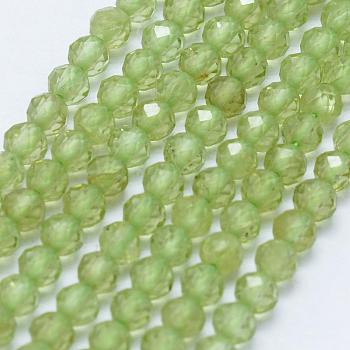 Natural Olive Quartz Beads Strands, Faceted, Round, 2~2.5mm, Hole: 0.5mm, about 195~208pcs/strand, 15.7 inch(40cm)