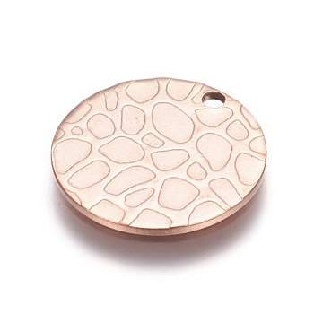 Ion Plating(IP) Stainless Steel Pendants, Flat Round, Rose Gold, 15x1mm, Hole: 1.5mm