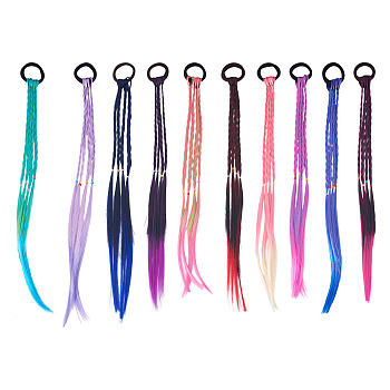 10Pcs 10 Colors High Temperature Silk Hair Wigs, Ponytail Holder for Women Girls, Mixed Color, 465mm, 1pc/color