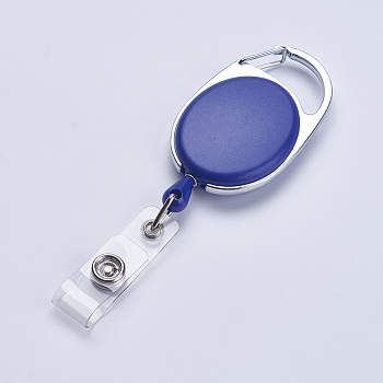 (Clearance Sale)Plastic Retractable Badge Holders, Tag Card Holders, Platinum, Blue, 110x34.5mm
