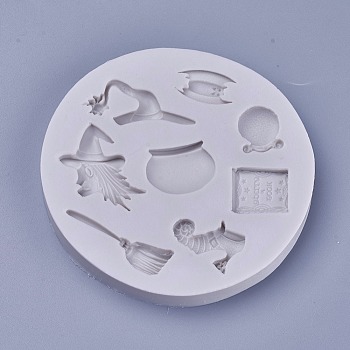 Halloween Theme Food Grade Silicone Molds, Fondant Molds, For DIY Cake Decoration, Chocolate, Candy, UV Resin & Epoxy Resin Jewelry Making, Mixed Shapes, Light Grey, 85x8mm