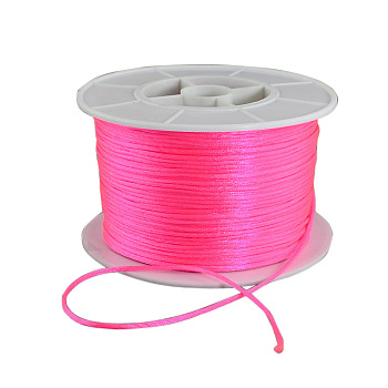 Round Nylon Thread, Rattail Satin Cord, for Chinese Knot Making, Hot Pink, 1mm, 100yards/roll