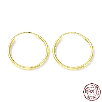 925 Sterling Silver Huggie Hoop Earrings, with S925 Stamp, Real 18K Gold Plated, 18x1.5x18.5mm