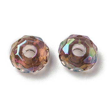 Transparent Acrylic Beads, Large Hole Beads, Rondelle,  Colorful, Colorful, 14x8mm, Hole: 4.7mm