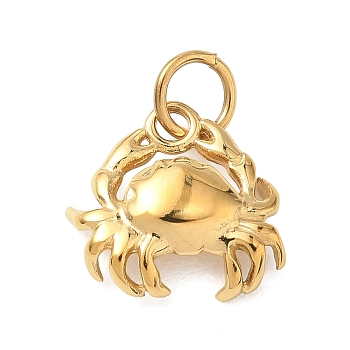 304 Stainless Steel Pendants, Marine Animal Series, Golden, Crab, 15.5x15.5x4mm, Hole: 5mm
