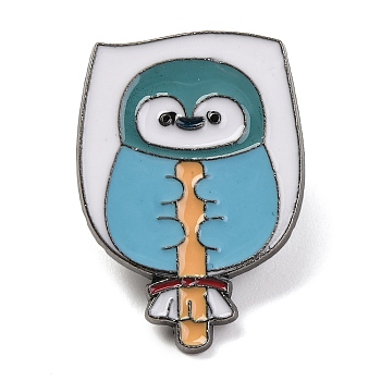 Animal Ice Cream Enamel Pins, Alloy Brooch for Backpack Clothes, Dark Turquoise, Penguin, 26x17.5x1mm