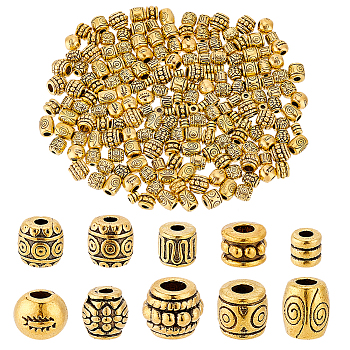 Tibetan Style Alloy Beads, Mixed Shaped, Antique Golden, 4~8x4~7mm, Hole: 1.5~3.5mm, 20pcs/style