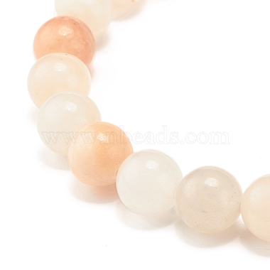 Round Frosted Natural Pink Aventurine Beads Stretch Bracelet(BJEW-JB07170)-5