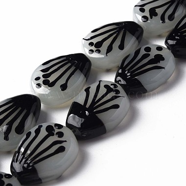 Black Teardrop Lampwork Beads