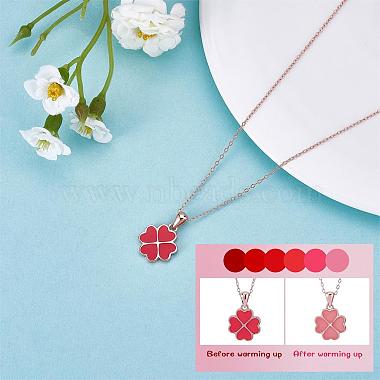 Four Leaf Clover Pendant Necklace Sterling 925 Silver Lucky Four Leaf Clover Necklace Adjustable Temperature-sensitive Color Changing Pendant Necklaces Jewelry Gift for Women(JN1087A)-4