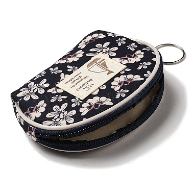 Flower Print Cotton Cloth Wallets with Alloy Zipper(AJEW-B024-06)-3