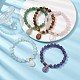 Natural Mixed Gemstone Stretch Bracelets with Teardrop Charms for Women(BJEW-JB10110)-2