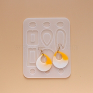Earring Pendant Silicone Molds, Resin Casting Molds, For UV Resin, Epoxy Resin Jewelry Making, Mixed Shapes, White, 156x122x4mm, Hole: 1.5mm(DIY-L023-31)