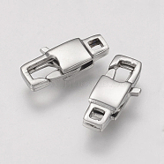304 Stainless Steel Lobster Claw Clasps, Rectangle, Stainless Steel Color, 15x7x3.5mm, Hole: 2mm(STAS-F109-19P)