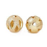 Rack Plating Brass Beads, Long-Lasting Plated, Hollow, Round, Real 18K Gold Plated, 10x9.5mm, Hole: 1.8mm(KK-G455-06C-G)