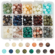 375Pcs 15 Styles Natural & Synthetic Gemstone Beads, Round, Mixed Dyed and Undyed, 8~8.5mm, Hole: 0.7~1.2mm, 25pcs/style(G-NB0003-87)